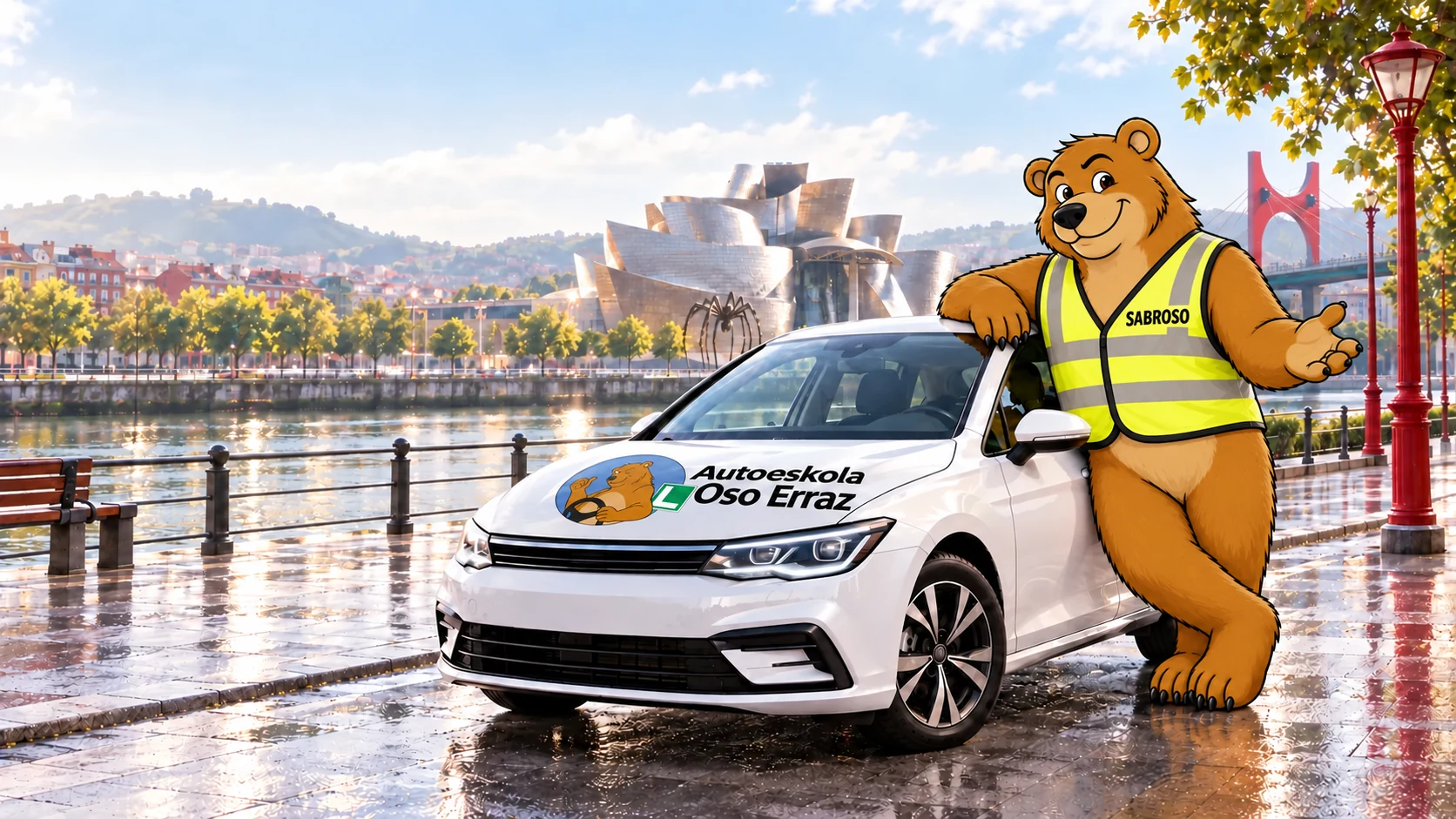 Sabroso, mascota de Autoeskola Oso Erraz